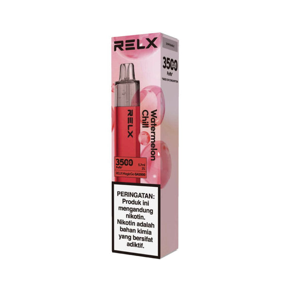 Shop RELX IDN Disposable Vape Pod RELX Disposable Magic Go Watermelon Chill Price Rp 180000 3% Nicotine 6 ml E-liquid Indonesia's Premier E-cig Product 🍉
